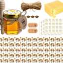 Adabocute 60 Pack Mini Honey Jars with Dipper - Honey Pot with Gold Lid, Bee Pendants, Jutes, Gift Bags and Stickers - For Baby Shower Wedding Favors