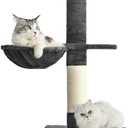 Cat Craft Floor to Ceiling Cat Tree,5 Tiers Tall Cat Tower with Adjustable Height(98-110),Skinny Ceiling Cat Tree with Cozy Hammock,Sisal Scratching Posts,Platforms,and Hanging Balls for Large Cats
