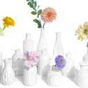 UPBUD White Glass Bud Vases Set of 12, Small Vases for Flowers, Mini Flower Vases in Bulk for Wedding Decoration, Vintage Vase for Baby Shower Centerpieces, Home Dcor