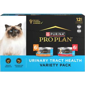 Purina Pro Plan Urinary Tract Wet Cat Food Variety Pack Urinary Tract Health Beef and Chicken Entrees - (Pack of 12) 5.5 oz. Cans (EXP 01/01/28)