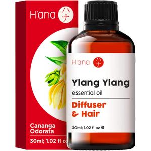 3 x H'ana Ylang Ylang Essential Oil - 1.02 Fl Oz - for Hair, Skin, Diffuser, Aromatherapy, DIY Candle & Soap Making
