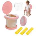 SunnySmile portable, foldable potty seat for toddler, Training Toilet Seat Emergency Toilet for Car, Camping, Outdoor, indoor (pink, large)