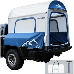 Inflatable Truck Bed Tent for Camping 5.5ft-8ft, PU 3000mm Waterproof Pickup Truck Tent with 4'' Thick TPU Air Beams, 2 Mins Fast Setup Portable Ground & Truck Tent for 2-3 Person