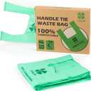 YORJA 1.6 Gallon Tie Handles Compost Trash Bags 120 Food Scrap Bags, Compostable Kitchen Waste Bags with Europe EN13432 & ASTM D6400 Certified