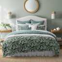 Laura Ashley- Queen Duvet Cover Set, Reversible Cotton Bedding Set, Includes Matching Sham(s) with Bonus Euro Sham(s) & Throw Pillow Covers (Bramble Floral Green, Queen)