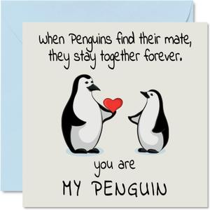 11 x Romantic Anniversary Card - "You Are My Penguin" - Cute Greeting Card for Wife/Husband, Boyfriend/Girlfriend, Partner, or Fiance - For Valentine's Day, Wedding or Birthday - 5.7" x 5.7" w/ Envelope