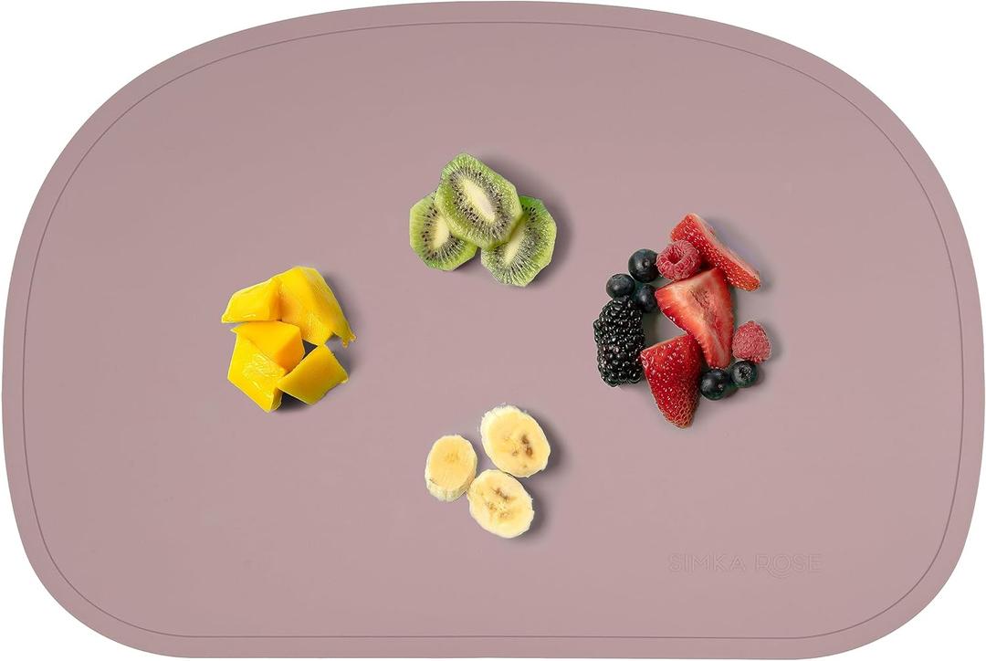 Simka Rose Silicone Baby Placemats That Stick to Table - Non Slip with Raised Edges - For Toddlers and Kids - Dishwasher Safe (Lilac)
