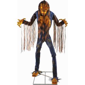 Haunted Hill Farm Motion-Activated 7.5-Ft. Tall Smoldering Ghoul, Plug-in Talking Scare Prop Animatronic with Spooky Sound Effects and Lights for Indoor or Covered Outdoor Creepy Halloween Decoration