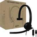 Logitech H570e USB Headset with Microphone for PC and Mac, USB-A Wired Headset with Mono Sound, Noise-Canceling Mics and Inline Controls, Certified for Microsoft Teams, Black