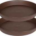 2 Pack of 18 19 inch Plant Saucer Drip Tray, 17 19 21 23 25 27 inch Heavy Duty Large Deep Plant Saucers for Pots, Plastic Flower Planter Water Trays for Indoors Outdoor (19", Brown)