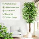 7ft Large Ficus Artificial Trees with Natural Curved Trunks, 84" Tall Lush Faux Tree for Home Decor Indoor, Green Lifelike Fake Ficus Tree Artificial Plants in Pot