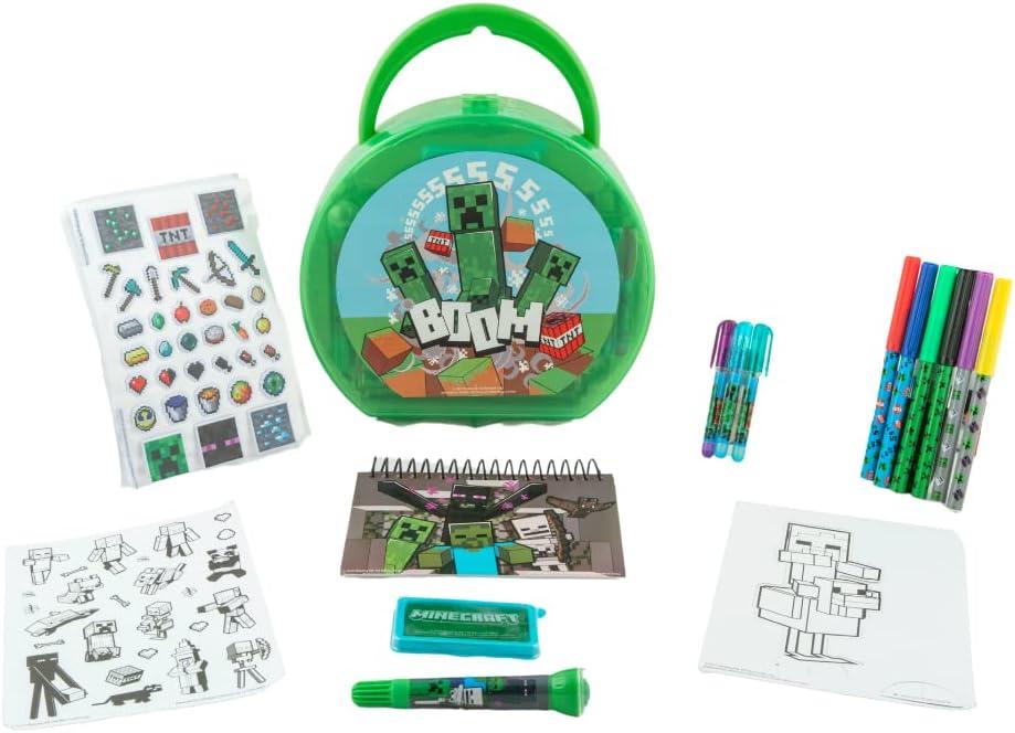 Minecraft Coloring & Sticker Activity Set for Kids with Travel Carrying Case
