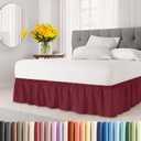Wrap Around Dust Ruffle Bed Skirt - Burgundy - for King Size Beds with 12 Inch Drop - Easy Fit Elastic Strap - Adjustable Pleated Bedskirt w/Brushed Fabric Wrinkle Free - for Women, Men, Kids & Teens