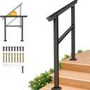 SPACEEUP Hand Rails for Outdoor Steps,3 Step Handrail36" x 34" Fits 0 to 3 Steps, Outdoor Stair Handrail Kit, Black Railings for Outdoor Steps for Porch DeckHand Rails for Seniors