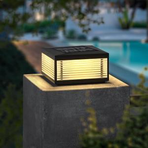 Modern Solar Post Light, Outdoor IP65 Waterproof Landscape Luxury Column Lantern Lamp for Fence Deck Pillar Cap Patio Garden Decoration with 4 Different Lighting Color