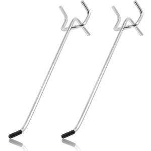 50 Pcs 6 Length Metal Pegboard Hooks with Rubber Tipped, Peg Hooks Peg Board Assorories for Peg Boards Shelving Hooks