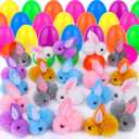 36 Pack Easter Egg Fillers with Easter Bunny Plush Easter Eggs with Toys Inside, Mini Easter Stuffed Animals Easter Eggs Hunts Party Favors Easter Basket Stuffers for Kids Toddler Teens Boys Girls