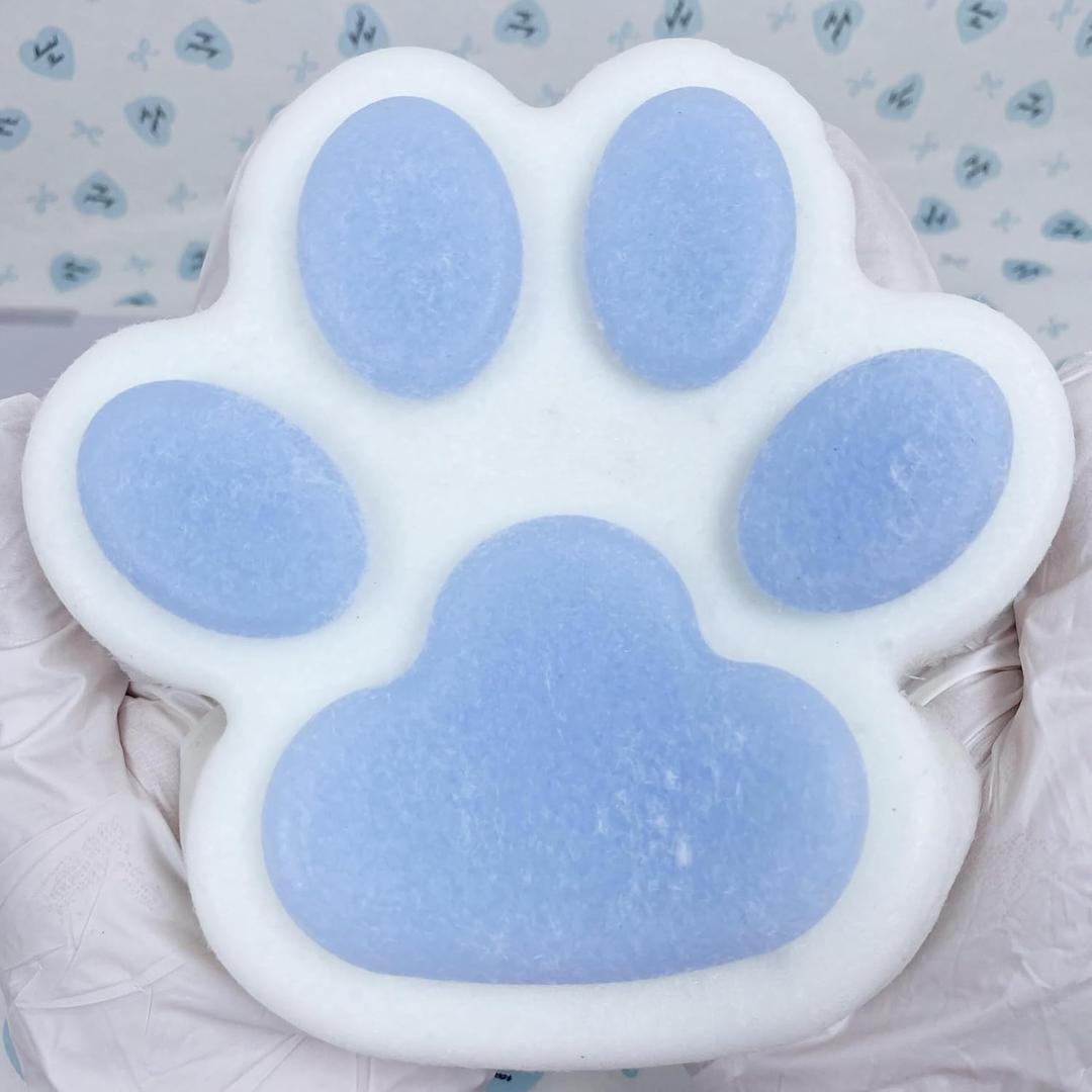 Cat Paw Squishy Big Fufu Squishies Giant Cat Paw Toy 5.5 Inch Large Paw Print Squishy Squeeze Toys Tangcii Pinch Family Silicone Stress Relief Cute Soft Sticky Toy for Adults Kids (Blue)
