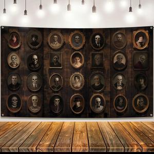 KatchOn, Dark Brown Wall Portrait Banner - XtraLarge 72x44 Inch | Horror Backdrop For Halloween Decorations Indoor | Halloween Wall Decor | Wall Art Backdrop For Spooky Party Decorations