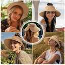 2 x Yountoon Sun Straw Visor Hats for Women Wide Brim Roll-Up Packable UPF 50+ (One Size, White)