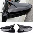 Rearview Mirror Cover Compatible with Honda Civic 10th Gen 2016-2021 ABS Material Ox Horn Door Side Mirror Trim Cover (Bright black 2 Pcs)