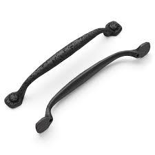 Hickory Hardware Refined Rustic 6-5/16-in , 160mm Center to Center Black Iron Arch Handle Drawer Pull