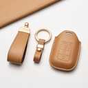 Leather Key Fob Cover for Honda with Key Chain, Upper Leather Key Cover Case Shell for Honda 2022-2026 Accord Civic CR-V HR-V Pilot SI EX EX-L
