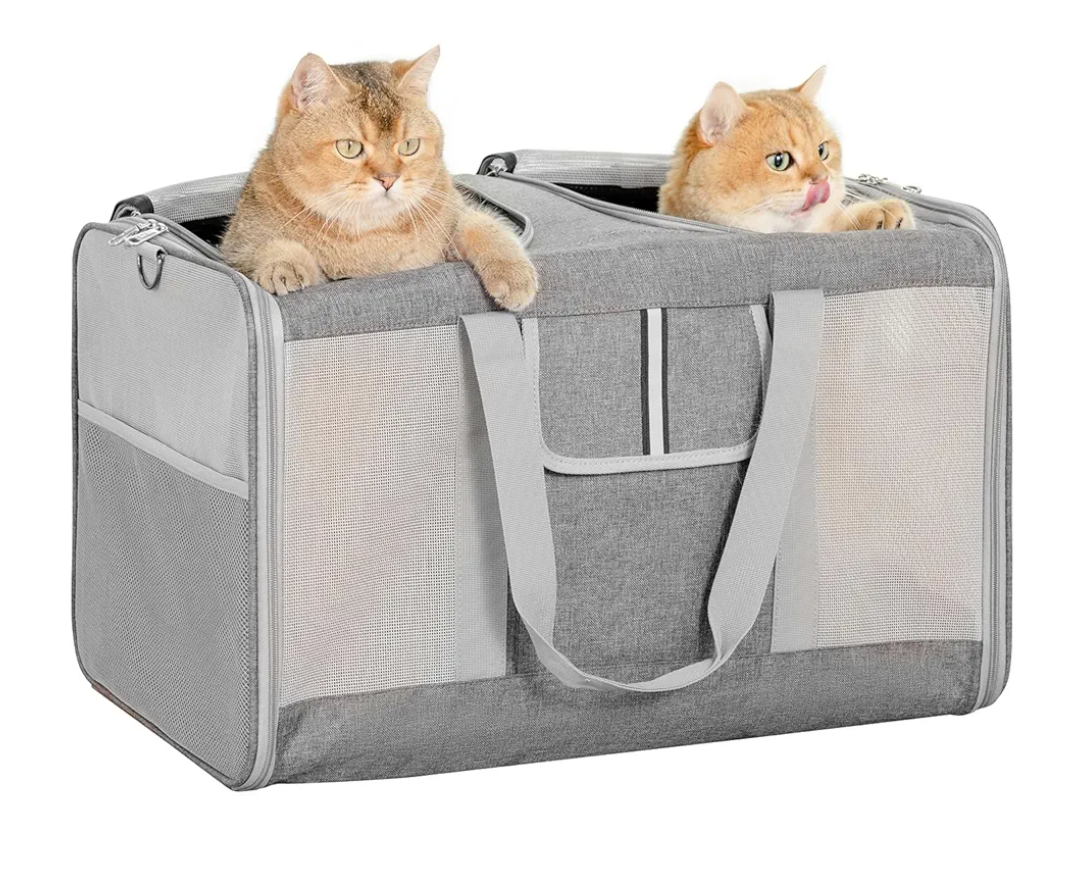 Extra Large Cat Carrier for 2 Cats, 24x14x16in Pet Carriers for Cat and Dog Up to 40lbs, All-Sided Large Mesh Cat Carrier with Great Ventilation, Portable Soft Sided Pet Carriers for Traveling