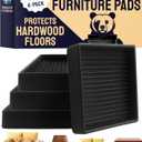 CasterMaster Square Rubber Caster Cups 4 Inch - Non Slip Furniture Pads for Hardwood Floors - Heavy Duty Bed Stoppers, Sofa Leg Protectors & Chair Feet Covers, Black 4 Pack