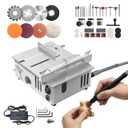 MIMYTH Mini Table Saw for Crafts, Multifunctional Portable Table Saws Adjustable Cutting Angle,Speed,SawDepth; Small Table Saw for Cutting, Grinding, Sanding; Tablesaw (Platinum Silver-Dual Motor)