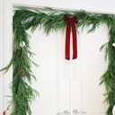 2PCS 9FT Christmas Garland Norfolk Pine Garland Real Touch Artificial Greenery Garland for Mantle Fireplace Table Indoor Outdoor Decor (Normal)