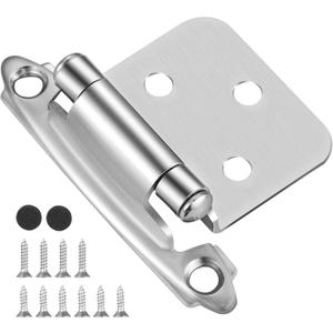20 Pack 10 Pairs 1/2" Overlay Cabinet Door Hinges Satin Nickel Self Closing Kitchen Cabinet Hinges Brushed Nickel Cabinet Hinges Cupboard Variable Flush Cabinet Hinge