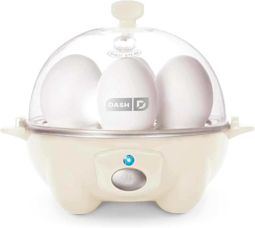 DASH Rapid Egg Cooker: 7 Egg Capacity Electric Egg Cooker for Hard Boiled Eggs, Poached Eggs, Scrambled Eggs, or Omelets with Auto Shut Off Feature - Cream (7 Eggs)