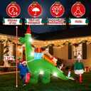 13FT Dinosaur and Santa Surfing Outdoor Inflatable Decoration with LED Lights, Suitable for Christmas Yard and Lawn Decorations