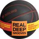 Silent Basketball Size 7, 29.5  Airless Indoor Basketball | Gift Box Included, Pro PU Foam Basket Ball, for Quiet Dribbling Indoor, Real Grooves, 90% Bounciness, 12.7 Oz (Black)