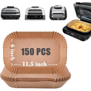 GOAUS Parchment Paper Liners 150 Pcs for Ninja Foodi Smart XL, Air Fryer Liners Disposable Rectangle Accessories Fit Ninja Grill FG551/DG551/IG651
