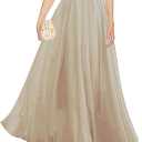 v28 Women Full/Ankle Length Elastic Pleated Retro Maxi Chiffon Long Skirt (XX-Large, Light-coco)