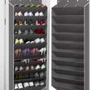 Holds 30 Pairs Over the Door Shoe Organizer, 10-Tier Extra Large Size Hanging Shoe Rack with Deep Pockets for Closet Dorm Room, Space-Saving Storage for Sneakers, Boots (Grey)