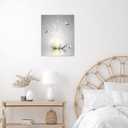 Modern Grey Wall Art for Bathroom Retro Butterfly and White Floral Bloom in Water Abstract Canvas Wall Art Wall Paintings Spa Zen Wall Pictures for Living Room Bedroom Office Ready To Hang,16x24 Inch