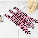 Tiger Bath Mat for Bathroom, Funny Cute Pink Tiger Cartoon Bathroom Rug Non-Slip Animal Door Mat Washable Absorbent Bathtub Plush Microfiber Decor Shower Rugs