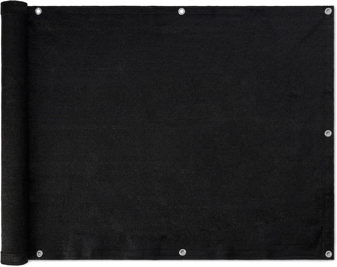 Amazon Basics Privacy Screen Fence for Outdoor Patios, Pools, Balconies, Weather-Resistant, 3 x 10 ft, Black, 1-Pack