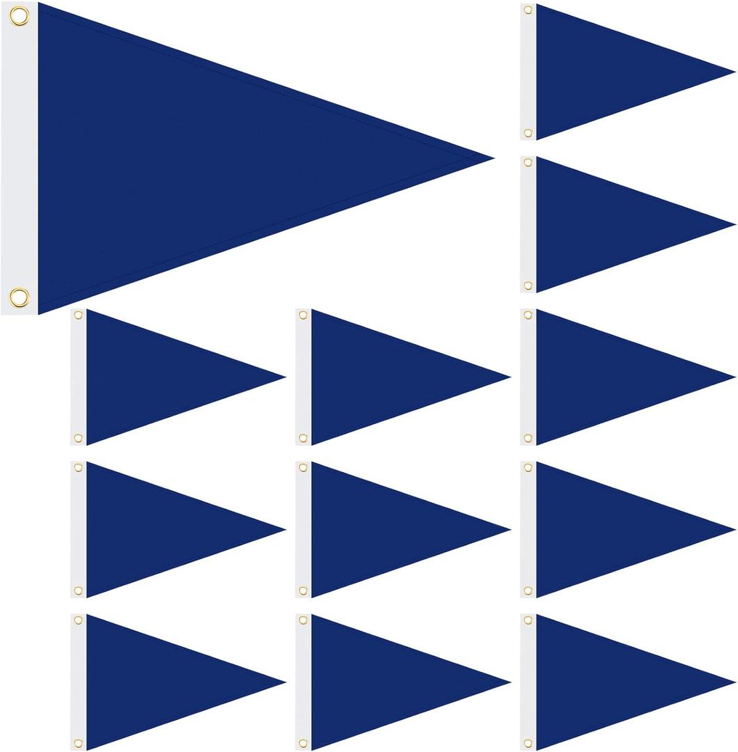 Oudain 12 Pieces Nylon Pennants Flags Blank Flags 12 x 18 Inch Outdoor Pennants for Boats Sailing Outdoor Home Indoor Gyms Businesses Party Decorations (Blue)