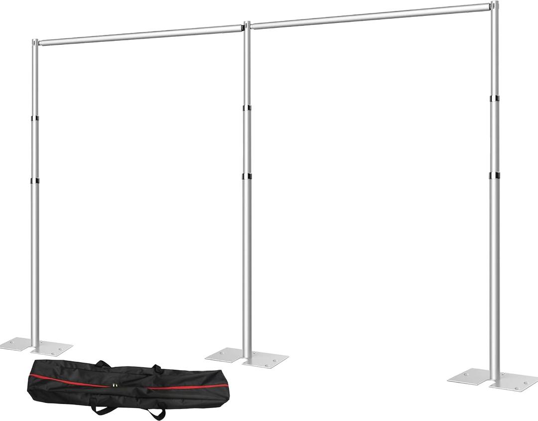 20x 8.6ft Pipe and Drap Photo Studio Backdrop Stand Kit, Heavy Duty Adjustable Frame Backdrop Stand with Flat Base,Carry Bag for Event, Birthday Party, Party Banquet Decorations.