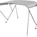 3 Bow 4 Bow Bimini Top Boat Cover,600D Solution Dyed Polyester,2 Support Poles& 4 Adjustable Straps Included, Grey