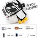 3 x PU Leather Pickleball Bag with Shoe Compartment, Large Pickleball Tote Bags for WomenMultifunctional Pickleball Bags (Small, New White)