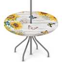 Woodland Floral Display Round Outdoor Tablecloth with Umbrella Hole, Round Fitted Table Cloth with Elastic Zippered Table Covers 45-56in Waterproof Umbrella Tablecloths Circle Elastic Table Cover