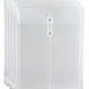 10 Pack Clear Plastic Envelopes, Reusable & Waterproof File Folders with String and Snap Button, Expansion File, for Documents School Home Work Office, Letter Size