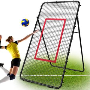 Adjustable Volleyball Rebounder Net 7x4 FT, Steel Frame & High-Tension PE Netting, Durable & Portable Volleyball Training Equipment Practice for Improving Volleying, Bumping, Spiking Skills (Black)