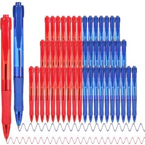 Deegtran Pens Bulk, 50 Pack No Bleed Blue & Red Ink Click Pens with Soft Grip, Wholesale Retractable Ballpoint Pens for Office School, Medium Point Smooth 1.0MM