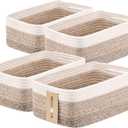 Small Storage Baskets for Organizing | Closet Organizer Bins | Shelf Toy Basket | Woven Rope Baskets | Cube Decorative Box | Shallow Basket | 13x8.5x5.1 | 4 Packs Gradient Brown